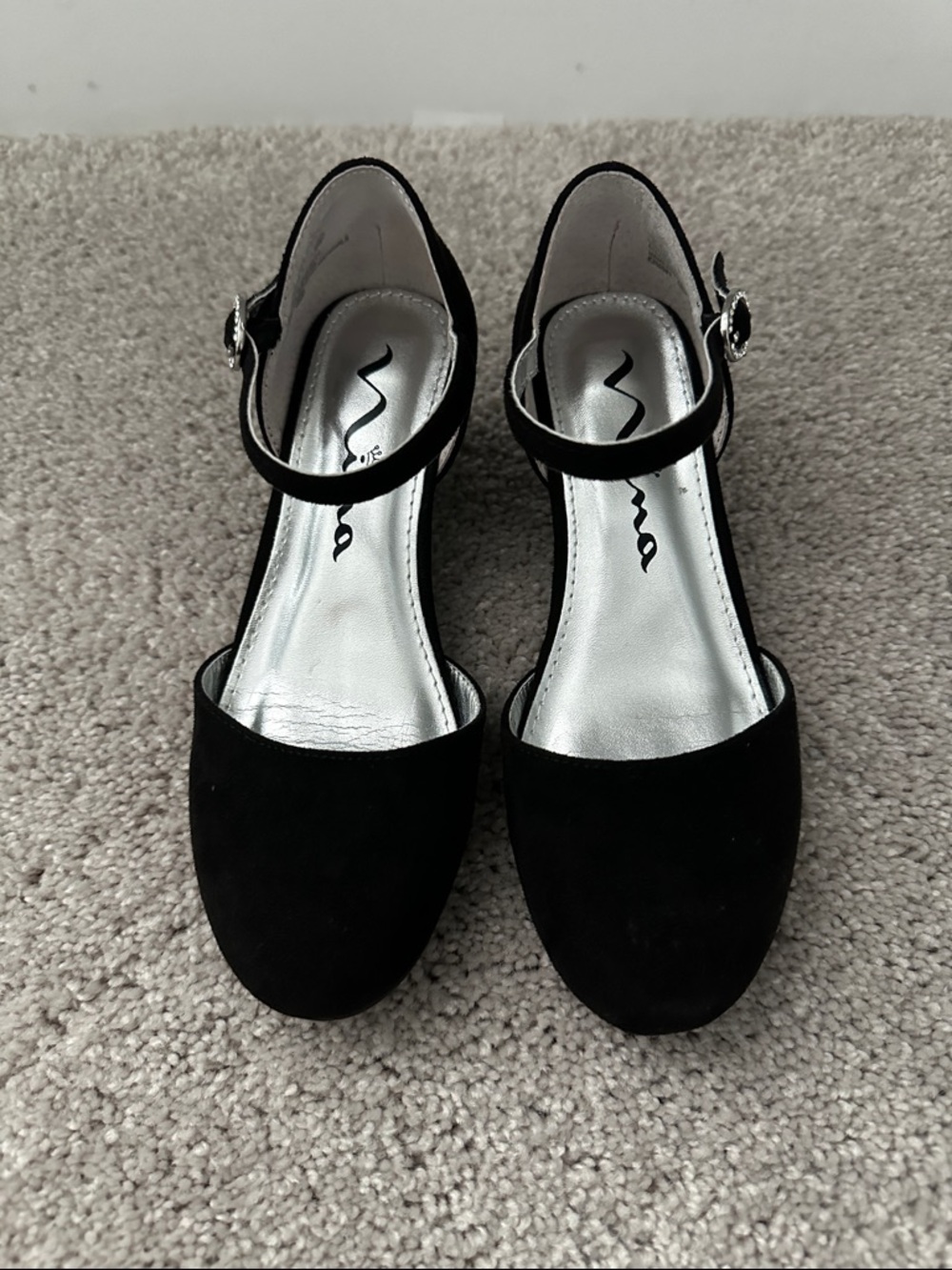 Nina Shoes Black Suede Mary Jane Heels